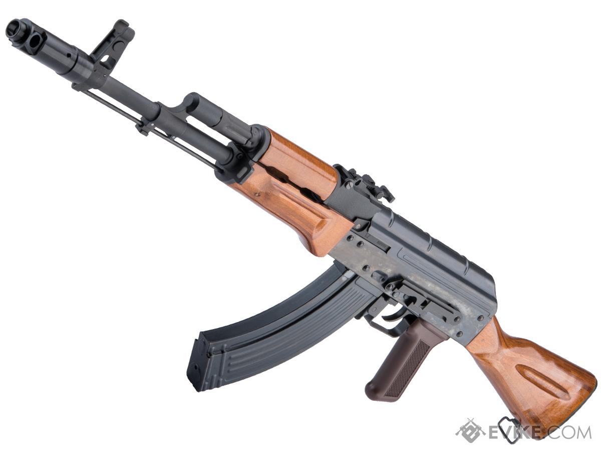 WE-Tech AK-47 with Wood Furniture Airsoft Gas Blowback Rifle (Model: Steel Magazine)